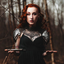 MADE TO ORDER: Scalemail Pauldrons & Crystal Bib
