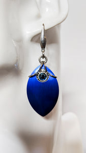 Crystal Scale Earrings: Blue