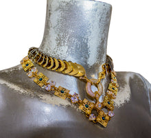 Scale Necklace with Metallic Blue and White Crystals