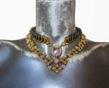 Scale Necklace with Metallic Blue and White Crystals