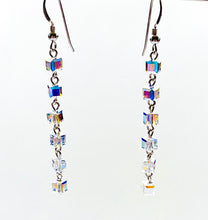 925 Silver Crystal Cube Drop Earrings