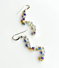 925 Silver Crystal Cube Drop Earrings