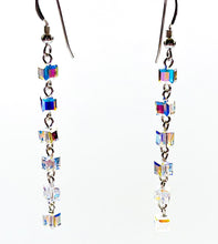 925 Silver Crystal Cube Drop Earrings