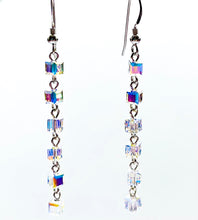 925 Silver Crystal Cube Drop Earrings
