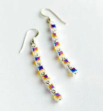 925 Silver Crystal Cube Drop Earrings