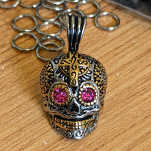 Sugar Skull Pendant With Crystal Eyes