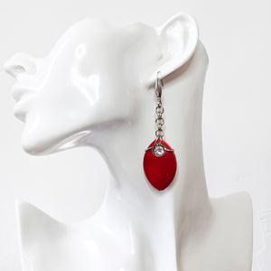 Crystal Scale Earrings: Red