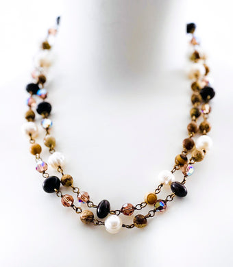 Multi Gem Necklace with Pearls & Crystals