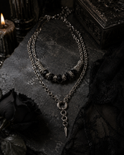 Double Layer Crystal Beaded Necklace with Stainless Steel Chainmail Spike