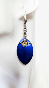 Crystal Scale Earrings: Blue