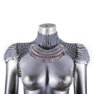 MADE TO ORDER: Scalemail Epaulettes with Boho Collar