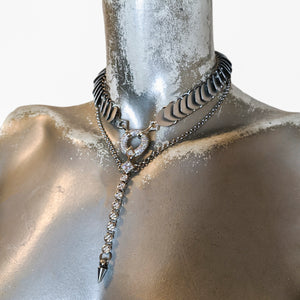 Scalemail Lariat Necklace with Cubic Zirconia & Spiked pendant