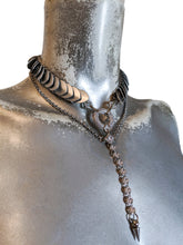 Scalemail Lariat Necklace with Cubic Zirconia & Spiked pendant