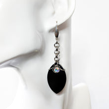 Crystal Scale Earrings: Black