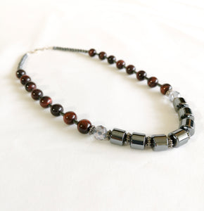 Men's Haematite & Red Tigers Eye Necklace