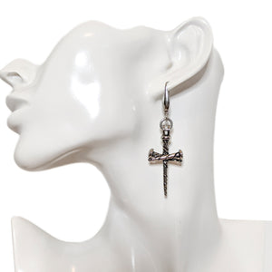 Gothic Nail Cross Earrings