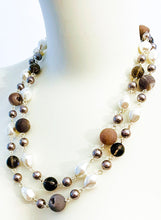 Multi-Gem & Chunky Pearl Chained Necklace