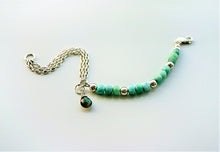 925 Sterling Silver Larimar Chain Bracelet with Labradorite Charm